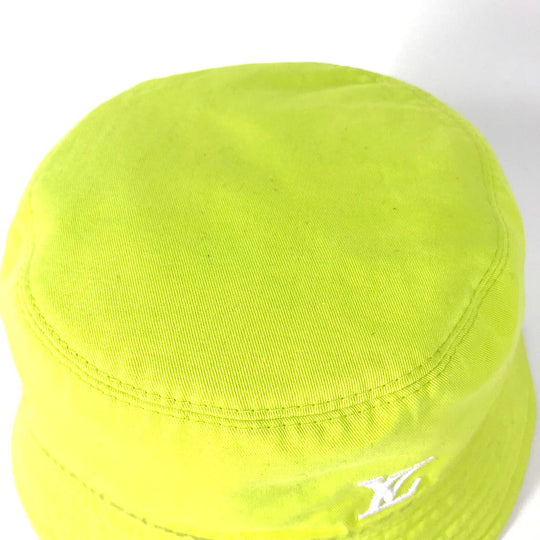 LOUIS VUITTON hat M7064L cotton yellow By color Bucket hat monogram neon mens L Used Authentic