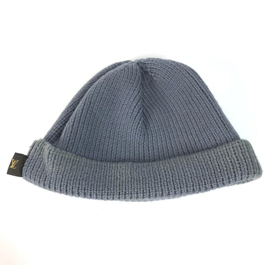 LOUIS VUITTON Knit hat wool gray logo mens Used Authentic