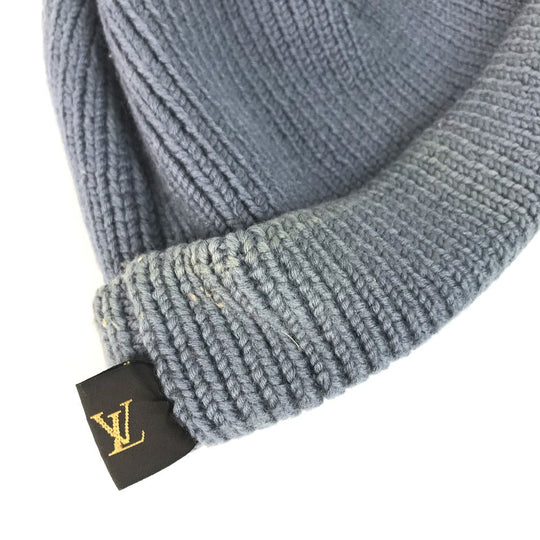 LOUIS VUITTON Knit hat wool gray logo mens Used Authentic