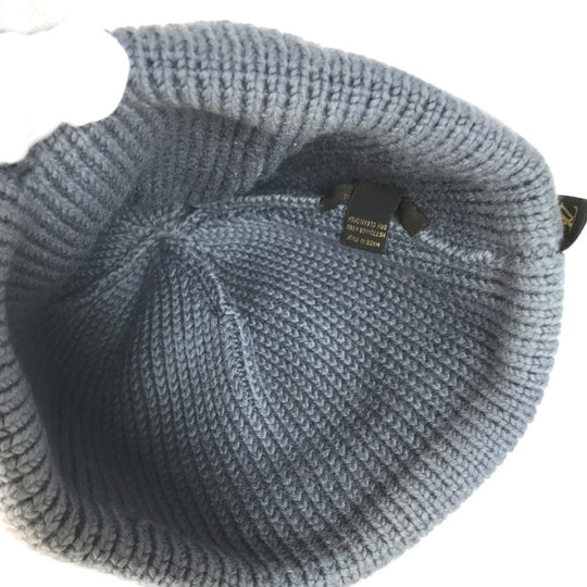 LOUIS VUITTON Knit hat wool gray logo mens Used Authentic