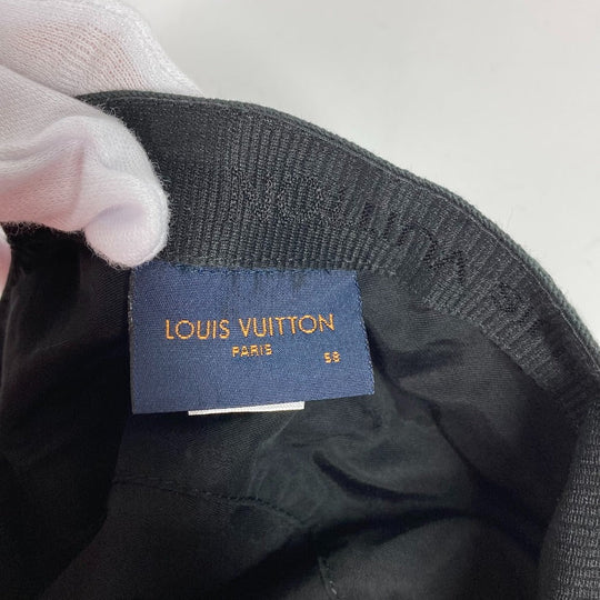 LOUIS VUITTON cap MP2731 cotton black NIGO collaboration NIGO Squared Newsboy Cap mens 58 Used Authentic