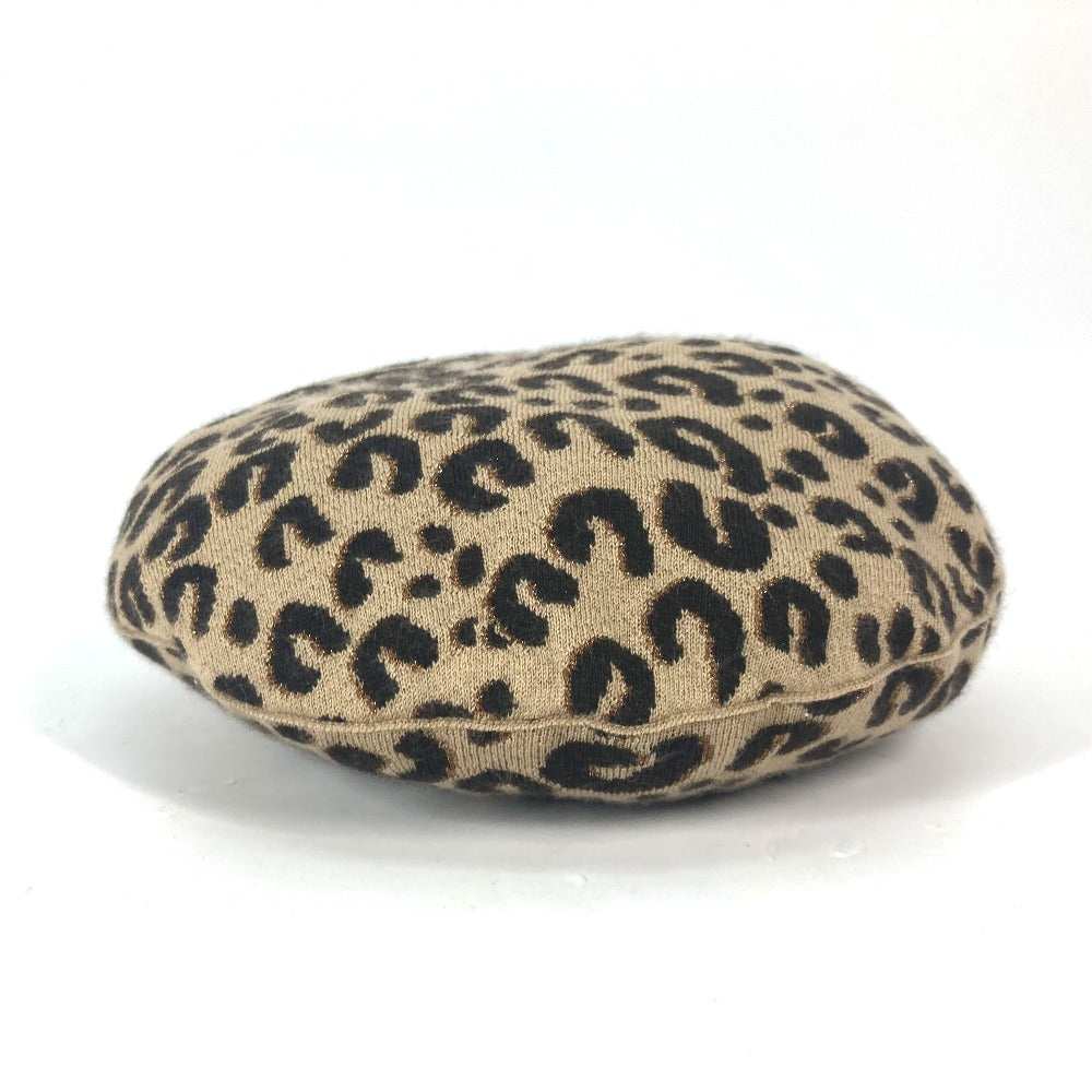 LOUIS VUITTON beret M74776 Cashmere, Silk beige hat Belle Maille Leopard Women Used Authentic