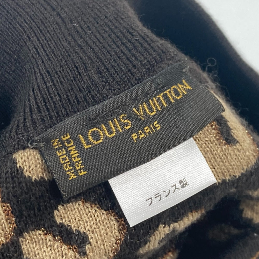 LOUIS VUITTON beret M74776 Cashmere, Silk beige hat Belle Maille Leopard Women Used Authentic