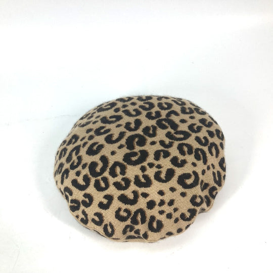 LOUIS VUITTON beret M74776 Cashmere, Silk beige hat Belle Maille Leopard Women Used Authentic