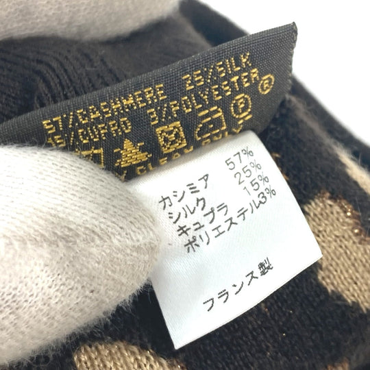 LOUIS VUITTON beret M74776 Cashmere, Silk beige hat Belle Maille Leopard Women Used Authentic
