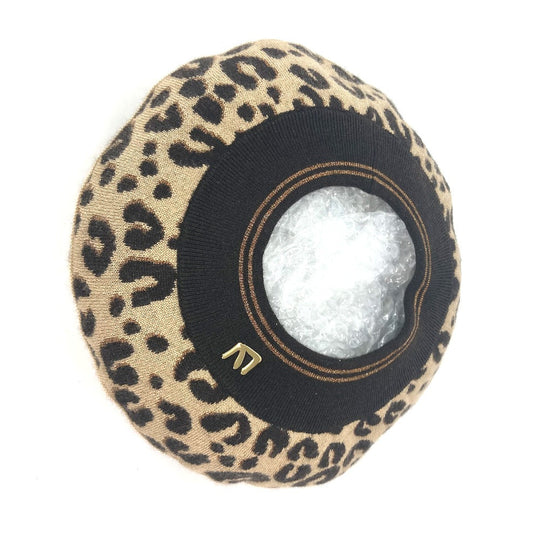 LOUIS VUITTON beret M74776 Cashmere, Silk beige hat Belle Maille Leopard Women Used Authentic