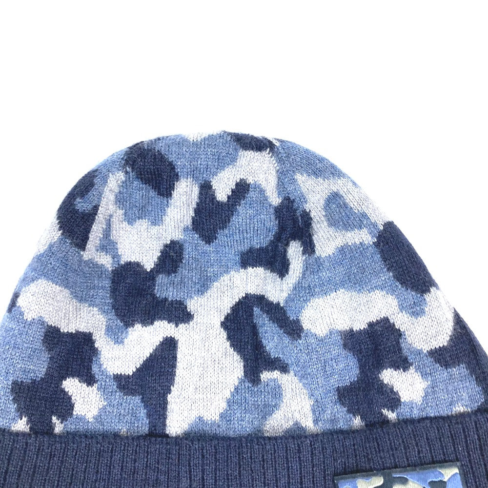 LOUIS VUITTON Knit hat M70725 wool blue beanie hat knit hat knit cap Camouflage camouflage mens Used Authentic