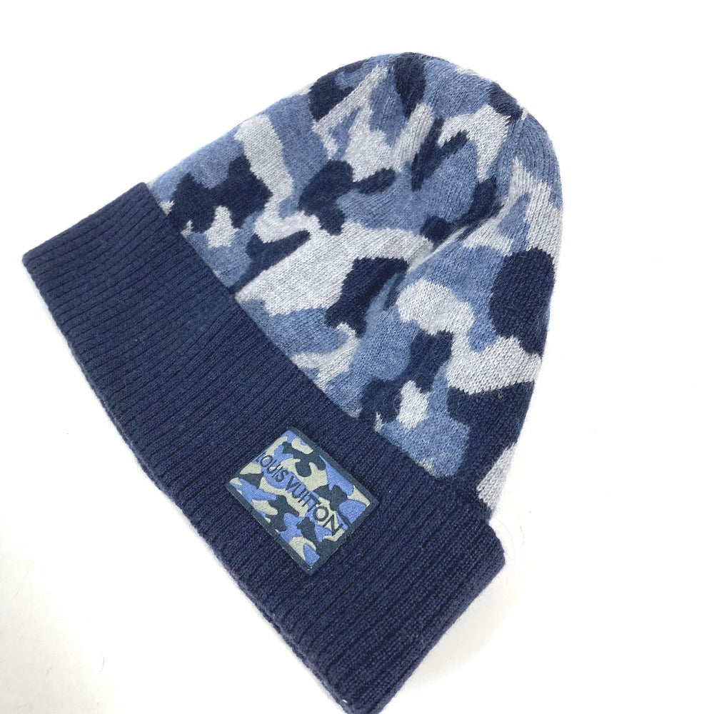 LOUIS VUITTON Knit hat M70725 wool blue beanie hat knit hat knit cap Camouflage camouflage mens Used Authentic