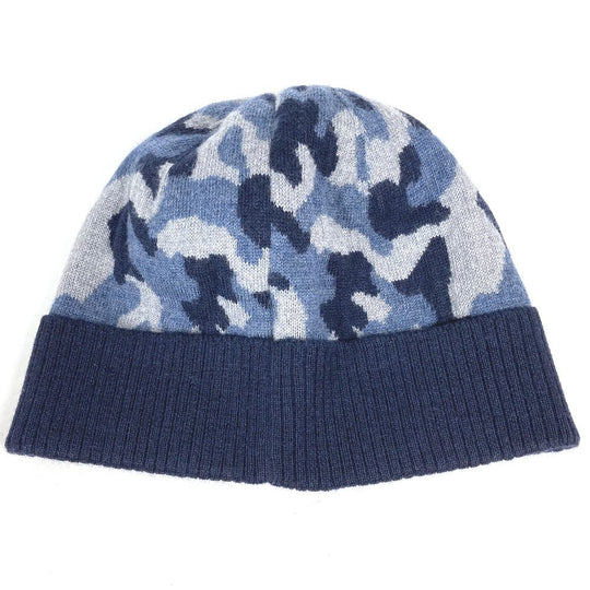 LOUIS VUITTON Knit hat M70725 wool blue beanie hat knit hat knit cap Camouflage camouflage mens Used Authentic