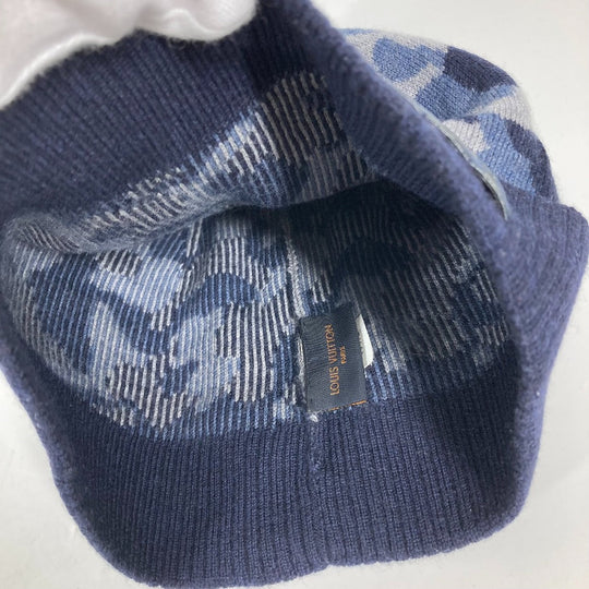 LOUIS VUITTON Knit hat M70725 wool blue beanie hat knit hat knit cap Camouflage camouflage mens Used Authentic