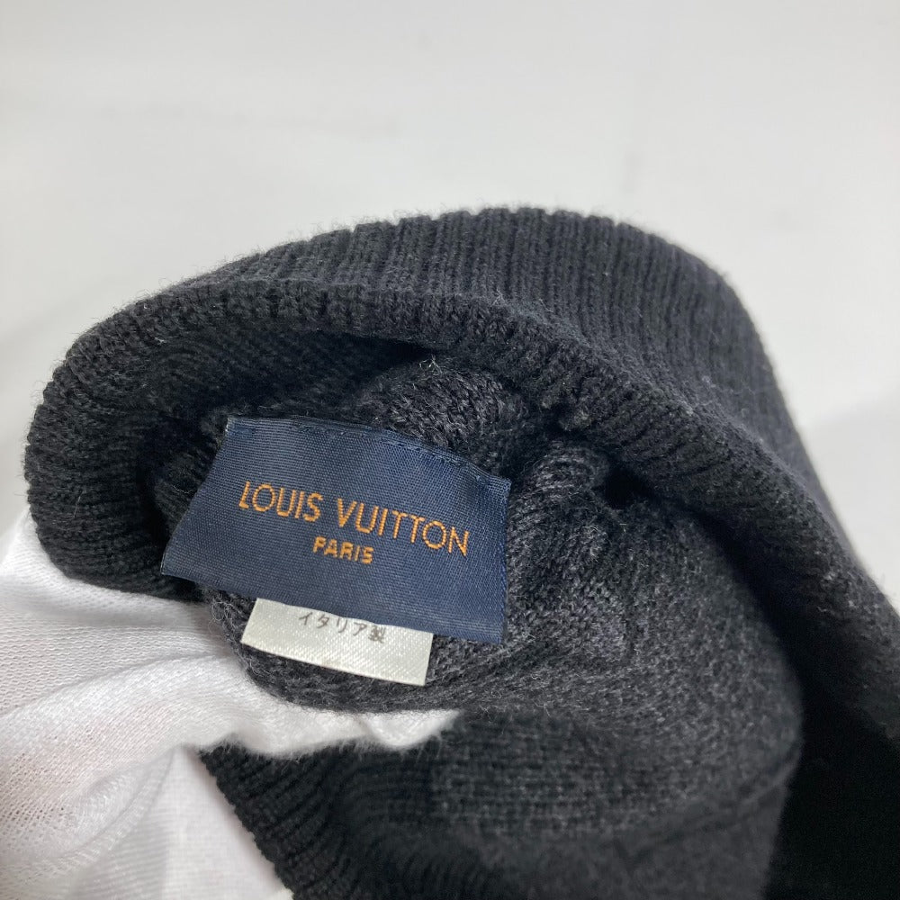 LOUIS VUITTON Knit hat M70727 wool black Bonnet Monogram Eclipse mens Used Authentic