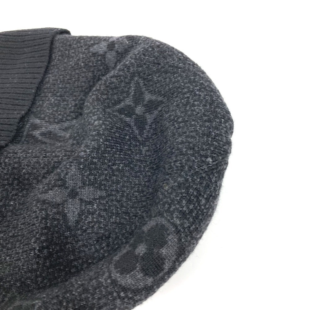 LOUIS VUITTON Knit hat M70727 wool black Bonnet Monogram Eclipse mens Used Authentic