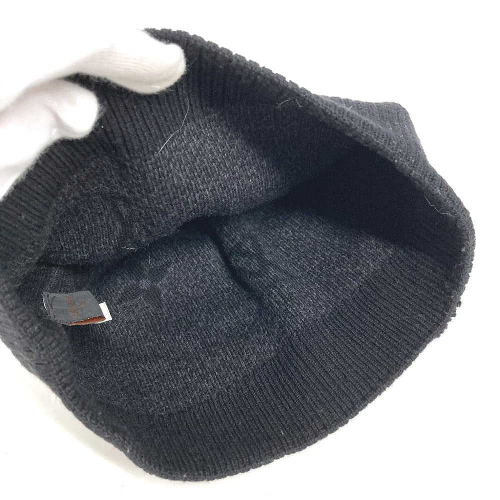 LOUIS VUITTON Knit hat M70727 wool black Bonnet Monogram Eclipse mens Used Authentic