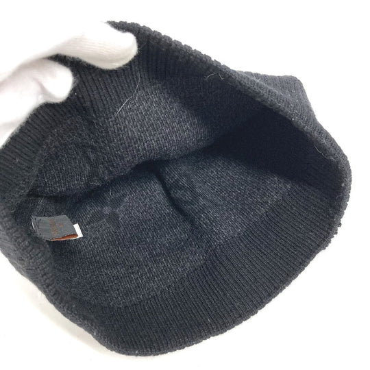 LOUIS VUITTON Knit hat M70727 wool black Bonnet Monogram Eclipse mens Used Authentic