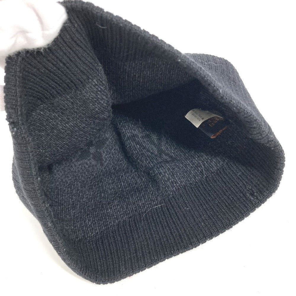 LOUIS VUITTON Knit hat M70727 wool black Bonnet Monogram Eclipse mens Used Authentic