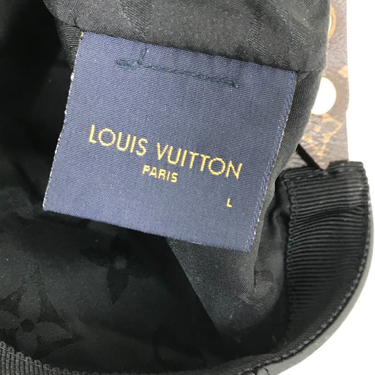 LOUIS VUITTON cap M76950 leather black Monogram Flower Cap Play L