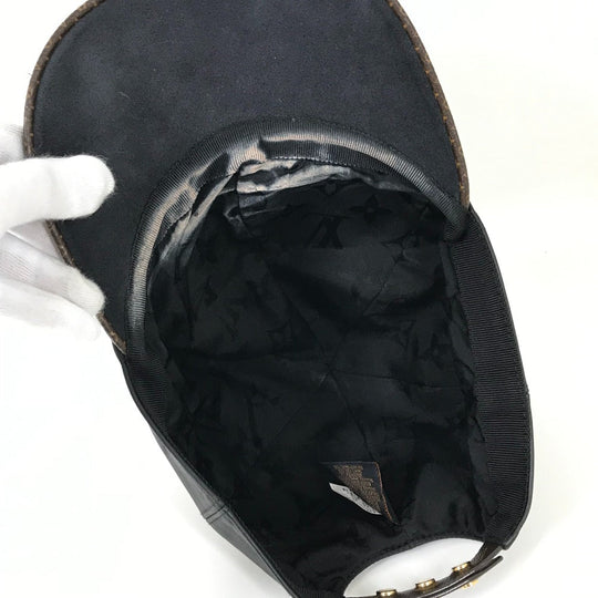 LOUIS VUITTON cap M76950 leather black Monogram Flower Cap Play L