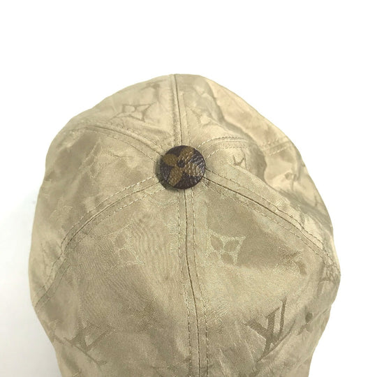 LOUIS VUITTON cap M76504 Polyester, Silk beige Monogram cap my essentials mens M Used Authentic