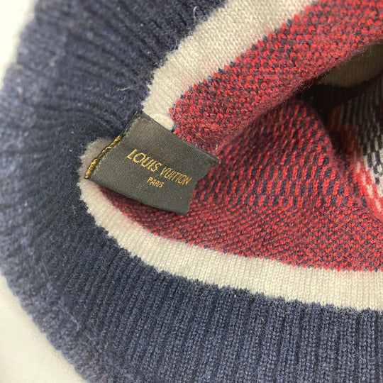 LOUIS VUITTON Knit hat M70531 wool Navy 1854 LV logo mens Used Authentic