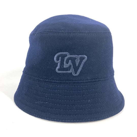 LOUIS VUITTON hat M7011M wool Navy chapeau monogram record mens M Used Authentic