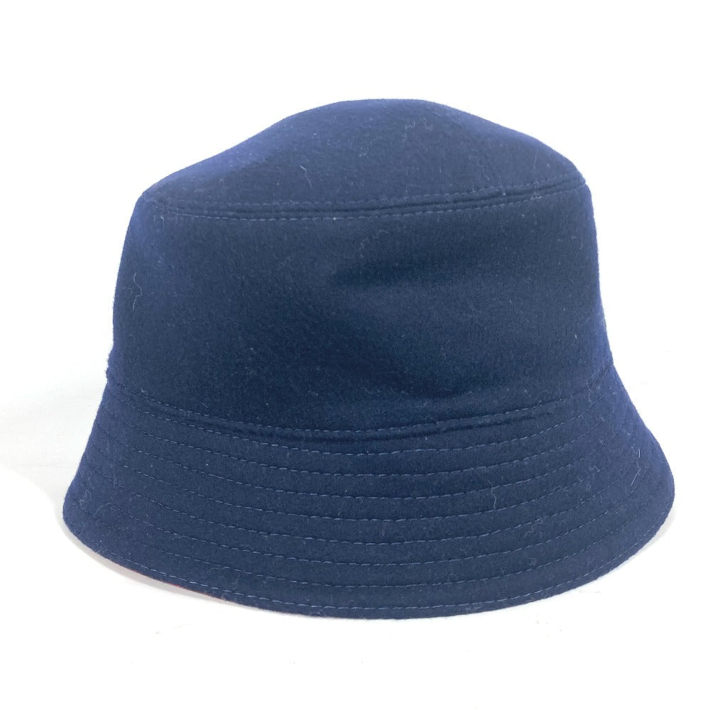 LOUIS VUITTON hat M7011M wool Navy chapeau monogram record mens M Used Authentic