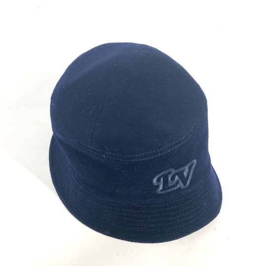 LOUIS VUITTON hat M7011M wool Navy chapeau monogram record mens M Used Authentic