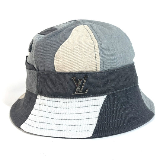 LOUIS VUITTON hat M7186L cotton gray LV Bucket Hat Portrait mens Used Authentic