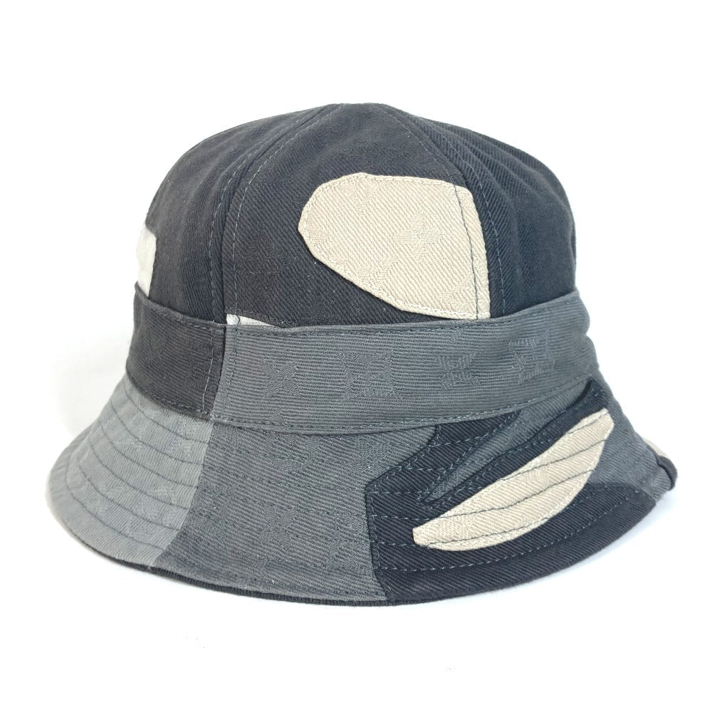 LOUIS VUITTON hat M7186L cotton gray LV Bucket Hat Portrait mens Used Authentic