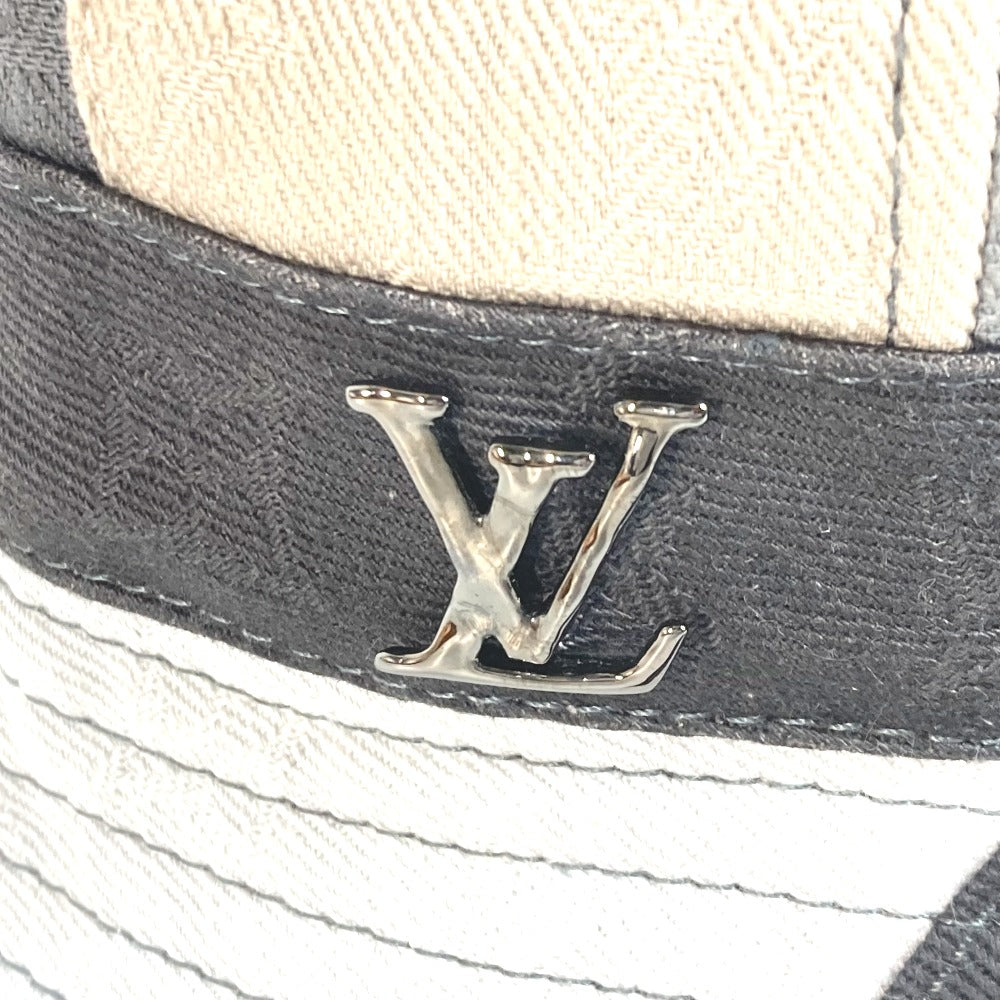 LOUIS VUITTON hat M7186L cotton gray LV Bucket Hat Portrait mens Used Authentic