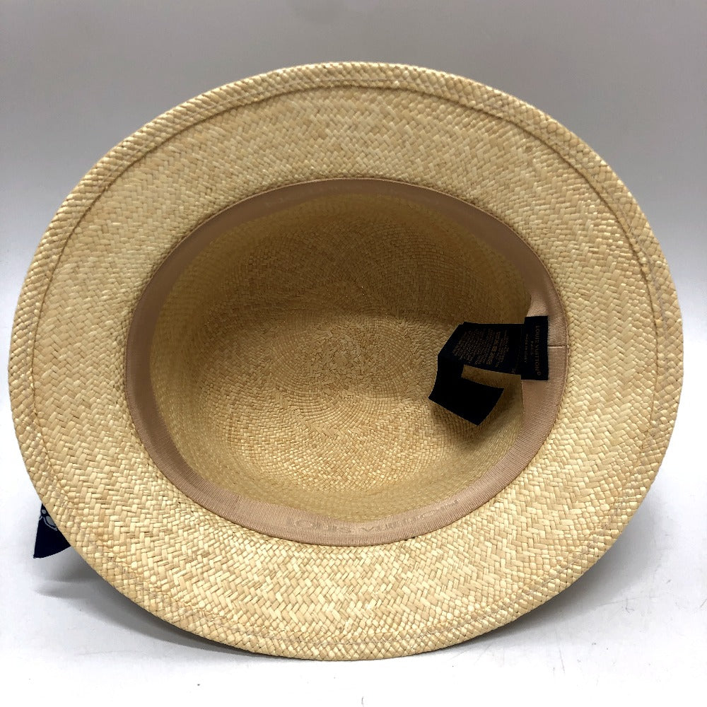 LOUIS VUITTON hat TI1292 straw beige Chapeau Monogram Bandana Hat mens Used Authentic