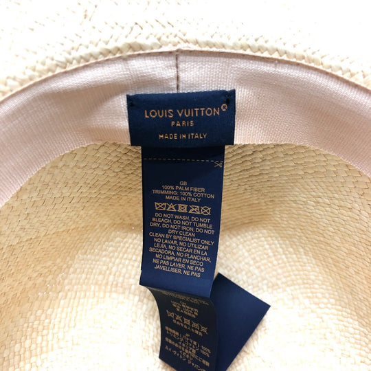LOUIS VUITTON hat TI1292 straw beige Chapeau Monogram Bandana Hat mens Used Authentic