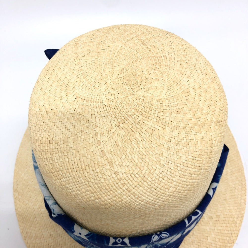LOUIS VUITTON hat TI1292 straw beige Chapeau Monogram Bandana Hat mens Used Authentic