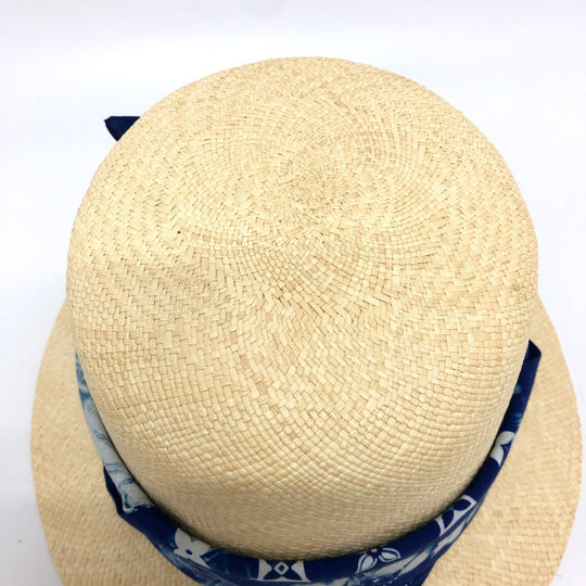 LOUIS VUITTON hat TI1292 straw beige Chapeau Monogram Bandana Hat mens Used Authentic