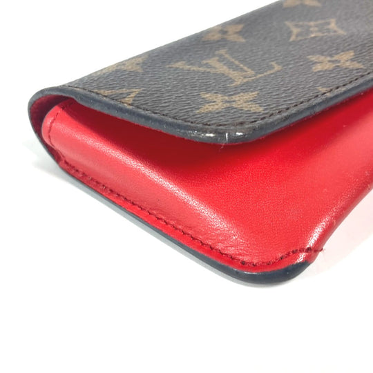 LOUIS VUITTON glasses case GI0372 Monogram canvas Red Monogram Etui Lunette Woody Women Used Authentic