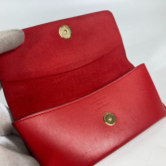 LOUIS VUITTON glasses case GI0372 Monogram canvas Red Monogram Etui Lunette Woody Women Used Authentic