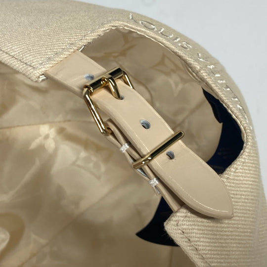 LOUIS VUITTON cap M7051M cotton beige Cap LV Iconic Women M Used Authentic