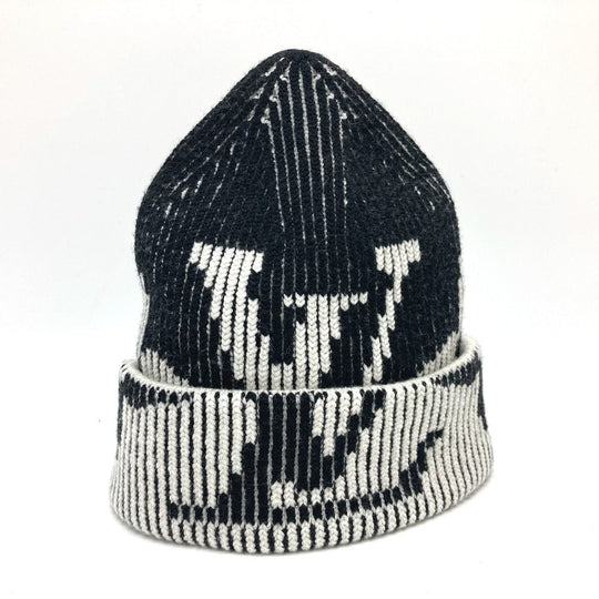 LOUIS VUITTON Knit hat M77997 wool black Bonnet Rib Flower Monogram mens Used Authentic