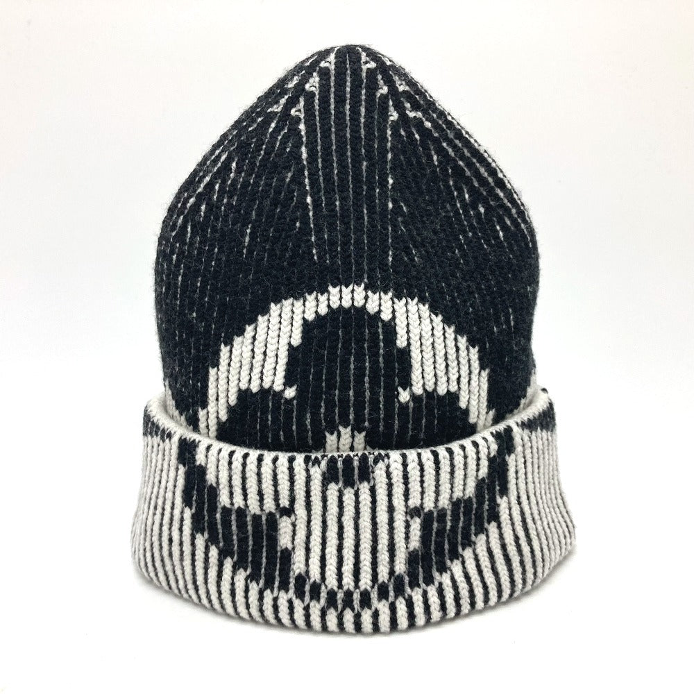 LOUIS VUITTON Knit hat M77997 wool black Bonnet Rib Flower Monogram mens Used Authentic