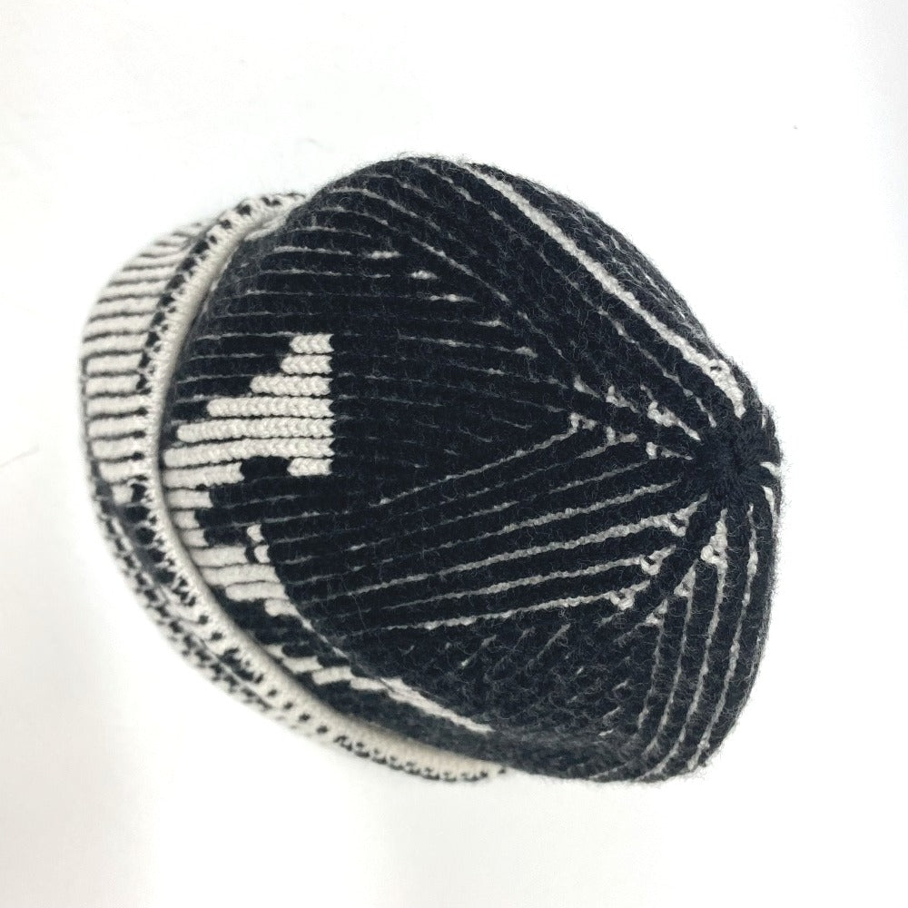 LOUIS VUITTON Knit hat M77997 wool black Bonnet Rib Flower Monogram mens Used Authentic