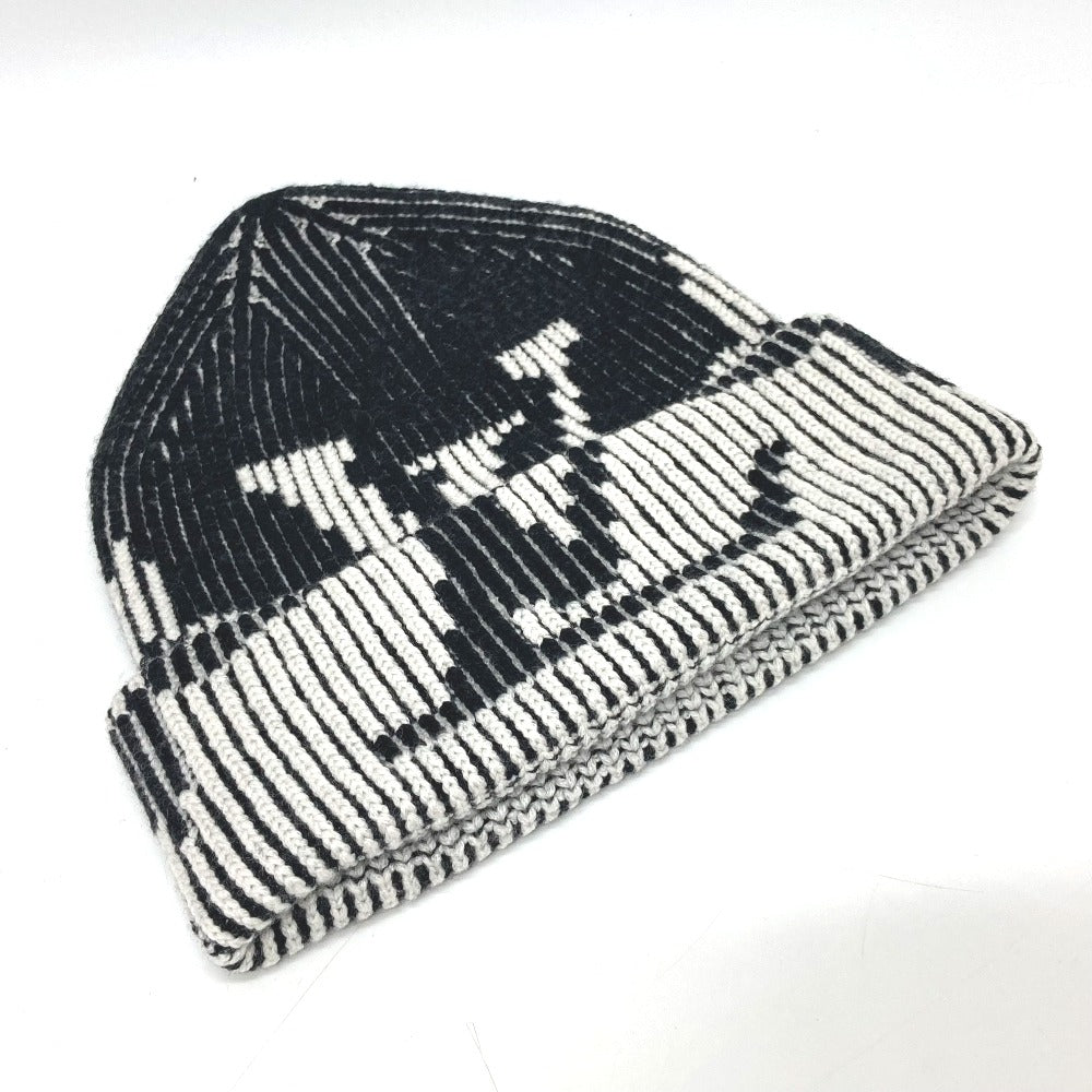 LOUIS VUITTON Knit hat M77997 wool black Bonnet Rib Flower Monogram mens Used Authentic