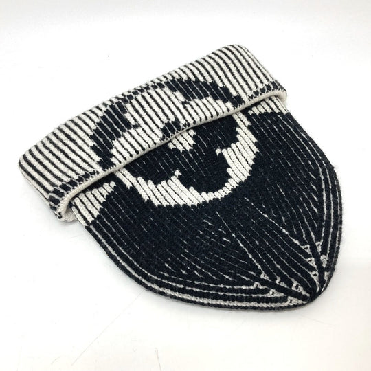 LOUIS VUITTON Knit hat M77997 wool black Bonnet Rib Flower Monogram mens Used Authentic