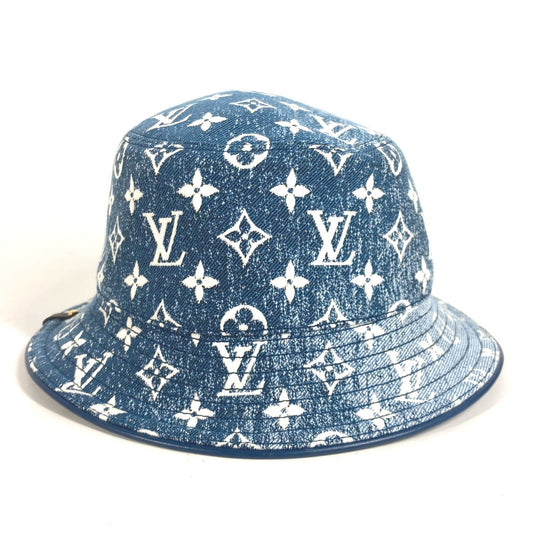 LOUIS VUITTON hat M77435 Polyamide, Cotton blue Monogram denim Bucket hat denim Women Used Authentic