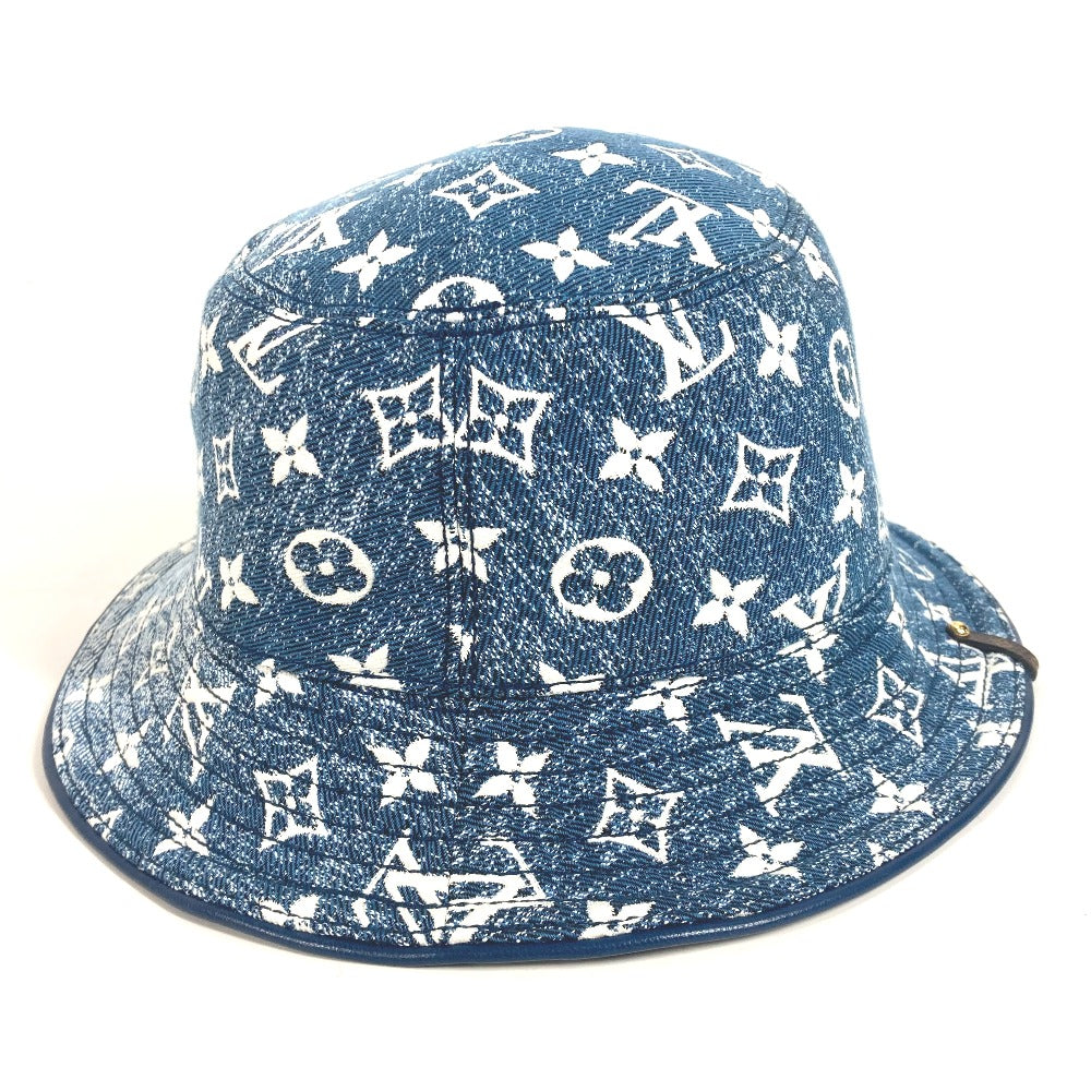 LOUIS VUITTON hat M77435 Polyamide, Cotton blue Monogram denim Bucket hat denim Women Used Authentic
