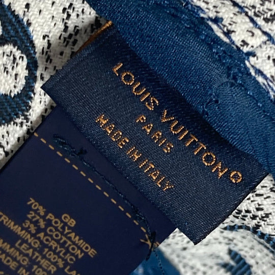 LOUIS VUITTON hat M77435 Polyamide, Cotton blue Monogram denim Bucket hat denim Women Used Authentic