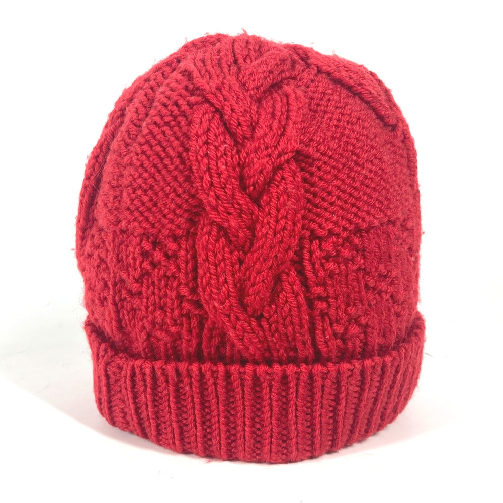 LOUIS VUITTON Knit hat wool Red With can badge Pone Constance Women Used Authentic