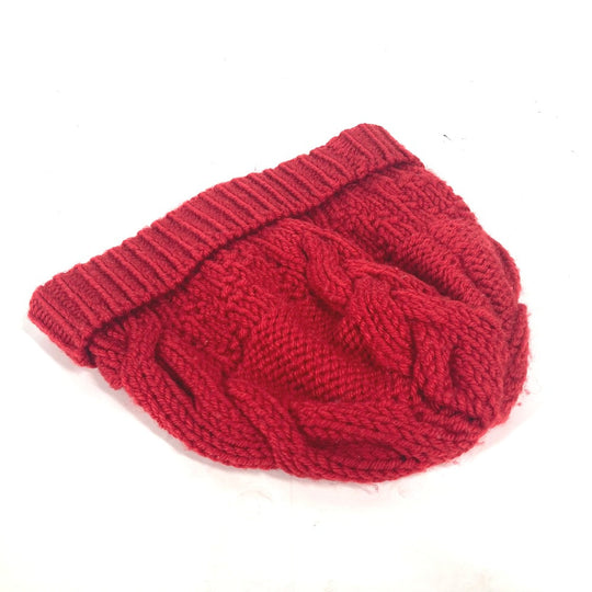 LOUIS VUITTON Knit hat wool Red With can badge Pone Constance Women Used Authentic