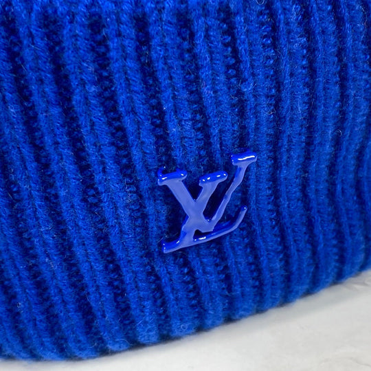 LOUIS VUITTON Knit hat M77957 cashmere blue beanie hat knit hat knit cap Bonnet LV Ahead mens Used Authentic