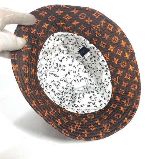 LOUIS VUITTON hat MP2262 Nylon Brown Monogram Catgram Cat Bucket hat Women Used Authentic