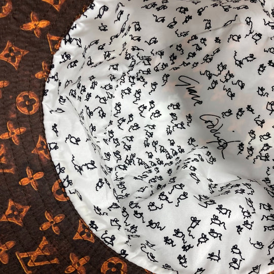 LOUIS VUITTON hat MP2262 Nylon Brown Monogram Catgram Cat Bucket hat Women Used Authentic