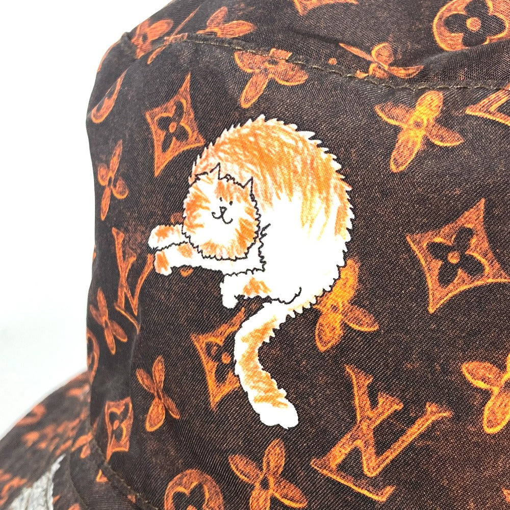 LOUIS VUITTON hat MP2262 Nylon Brown Monogram Catgram Cat Bucket hat Women Used Authentic
